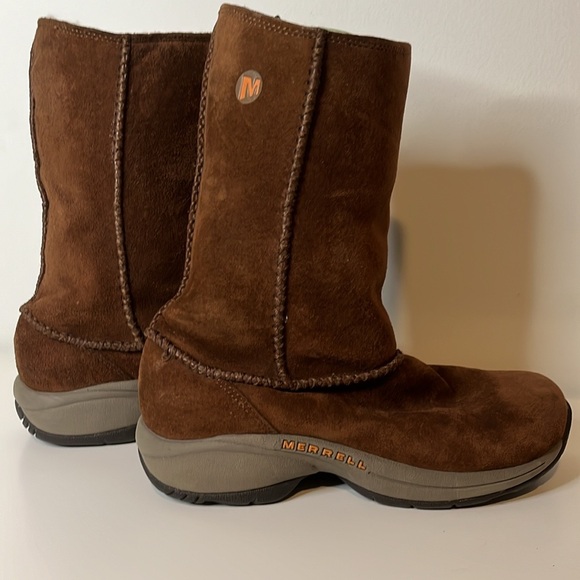 Merrell Womens Primo Stitch High Sherpa Lined Boots in Chestnut Womens Size 6 - Picture 1 of 11